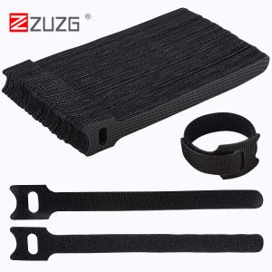 ZUZG 1PCS/10PCS/20PCS/40PCS/60PCS/100PCS Fastening Cable Ties ReusableNewlan Adjustable Cord Straps Premium 6-Inch Adjustable Cord Ties Microfiber Cloth Cable Management Straps Hook Loop Cord Organizer Wire Ties Reusable-Black