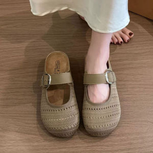 [Free Shipping] Thick-Soled Height-Increasing Closed-Toe Mules For Women 2026 New Summer Hollow-Out Sandals Slip-On Slippers