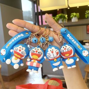Cute Doraemon Keychain Fashion Design Key Ring with Lanyard  Cartoon Design Dora Keychain Bag Wallet Keyring