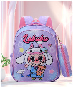 clu LABUBU Cartoon Cute 1-6th Grade Children School Bag Kids Girls Large Capacity Elementary School Students Backpack ulc