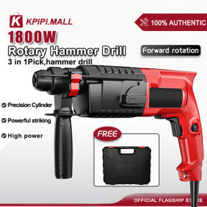 Demolition Electric Hammer 1800W Rotary Hammer Drill Chipping Gun/Chipping Jack Hammer High Power Industrial Heavy Duty Electric Hammer With 5 Bits (3 Mode)