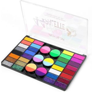 UCANBE Athena 20-Color Face & Body Paint Makeup Palette - Safe Non-Toxic Professional Cosmetic Kit Waterproof Halloween Aesthetic Special Effects & Cosplay Makeup for Adults Cinnamon & Violet Shades