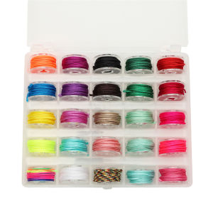 25 Rolls Box Set 72# Colorful Nylon Cord Thread 0.8mm Chinese Knot Cord Bracelet Braided String Beading Thread Strap Lanyard Tassels DIY Jewelry Making