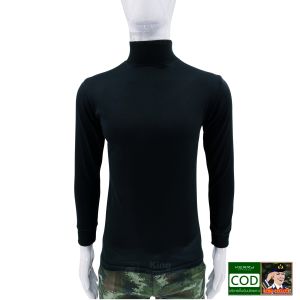 เสื้อยืดแขนยาว คอเต่า สีดำ ผ้าหนา เสื้อยุทธวิธี เดินป่า เสื้อทำกิจกรรมกล้างแจ้ง กัน UV