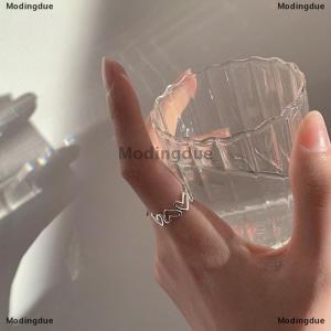 [COD] Modingdue 2PCS Fashion Hollow Out Love Heart Ring Personality Geometric Rings Opening Ring Niche Index Finger Ring Fashion Jewelry Gift Rings