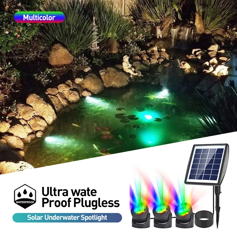 ASPOR Outdoor Waterproof Solar LED RGB Underwater Lights IP68