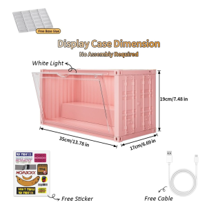 NUVOX Magnetic Container Acrylic Display Cabinet for Pop Figures with Voice-Activated Lighting System for Collectible Mini Toys Funko Pop Action Figures 13.8 in x 7.5 in x 6.7 in Dustproof Showcase