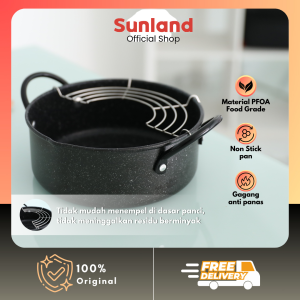Sunland Wajan Penggorengan Deep Fryer dengan Tirisan Anti Lengket 20CM PF01