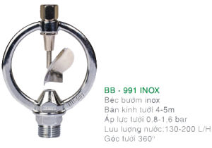 Béc tưới cây inox ren ngoài 21 xoay thân 360 độ