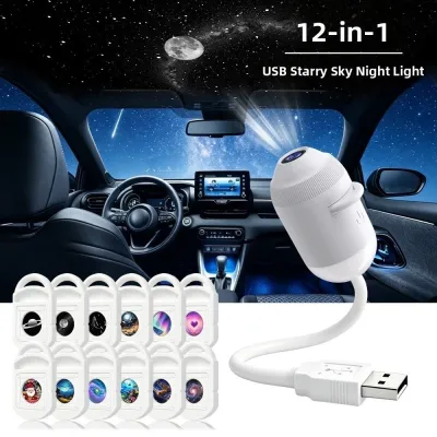 MADEWITH 360° Rotation Star Projector Night Light USB Powered Adjustable Brightness Mini Night Light Creativity High-definition Projection Galaxy Projection Lamp Bedroom Decor