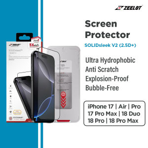 ZEELOT SOLIDsleek V2 (2.5D+) Screen Protector for iPhone 17 / iPhone 18 Series (with EasyFit Installation Kit) – Ultra Hydrophobic Anti Scratch Explosion-Proof Bubble-Free