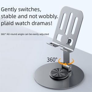 Foldable 360 Rotating Metal Phone Stand Holder Adjustable For All Smartphones Tablets Desktop Use