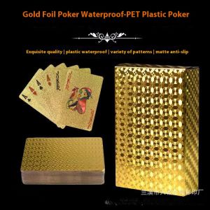 DONGYANSHIJIA Lá vàng kim vàng đen nhựa chơi thẻ trong kho vật nuôi không thấm nước và cứng-mặc chủ nhà giải trí cờ vua thẻ
