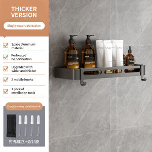 Aluminium Bathroom Corner Shelf No Drilling Organizer Storage Durable Space / Wall Mounted Toilet Corner Shelves Shampoo Rak Bilik Mandi