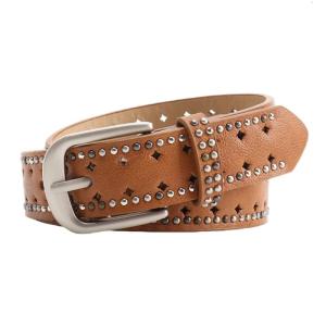 Womens Fashion Punk Waist Belt Breathable Perforated Design Practical PU Adjustable Length Strap