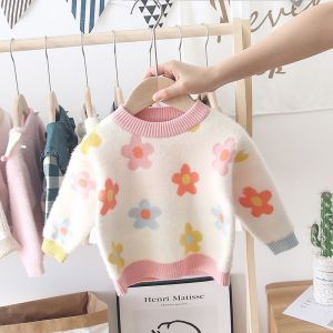 Little DR Sweater for Kids Girls Winter Warm Knitwear Sweatshirt Floral Korean Style Knitted Cotton Hoodie Children Baby Long Sleeve Clothes baju hoodie kanak kanak perempuan