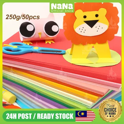 NANA A4 50Pcs/Pack Color Paper 250gsm Color Art Card Thick Paper Double Side Printable Name Card Art Kad Tebal Kertas Warna