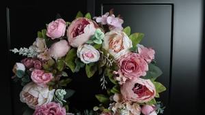 Four Seasons Simulation Peony Flower Wreath Wedding Festival Decoration Front Door Home Furnishings Door Hanging European style European style.
