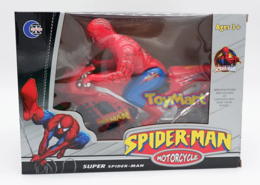 Spider men Motorcycle Auto Rotating Battery Operated Toys Hero