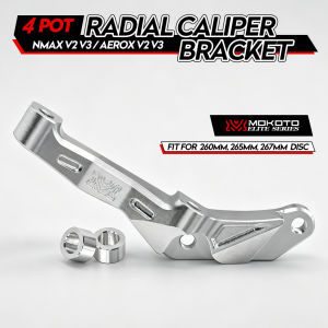 MOKOTO ELITE 4POT CNC CALIPER BRACKET FOR CLICK V2/V3/V4 PCX 160 V1/V2 NMAX AEROX V2/V3 4 POT BRACKET FOR MOTORCYCLE