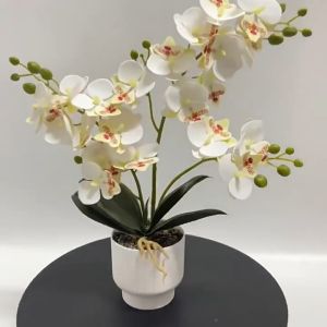 Artificial Orchid Potted Plant Silk Bonsai Realistic Table Decor Wedding Home Office Desktop