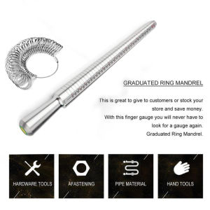 2pcs/set Silver Ring Sizer Finger Sizing Measuring Stick Metal Ring Mandrel US Size