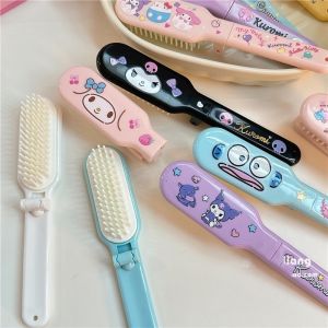 Kawaii Sanrio Hello Kitty Foldable Airbag Comb Cute Kuromi My Melody Cinnamoroll Portable Massage Comb Hair Brush Travel Combs Hair Styling Accessories