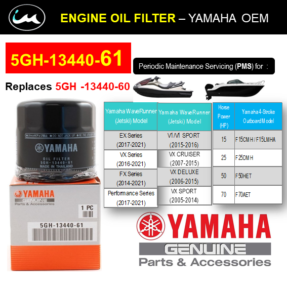 5GH1344061 Genuine Yamaha Engine Oil Filter for Yamaha Outboards, WaveRunner's / Jetski's