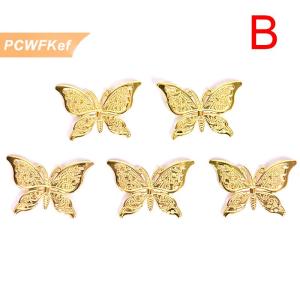 【PCWFKef】 เครื่องประดับงานประดิษฐ์ทำมือรูปผีเสื้อแบบกลวงลายเส้นโลหะสีทอง50ชิ้น เซ็ต