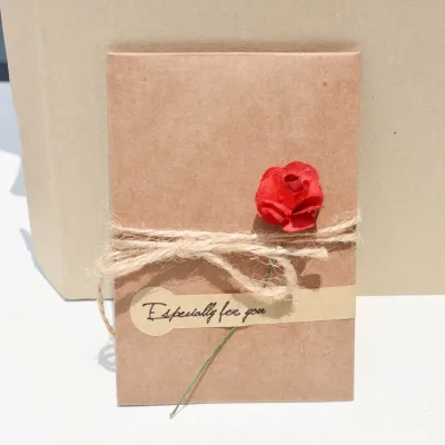 Handmade Dried Flower Wish Card Birthday Card Valentine Card Kraft Paper Greeting Card Flower