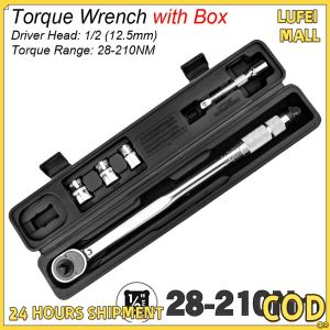 Flyman Torque Wrench Hand Tool Adjustable 1/2" Drive Click Type 28-210 N.m Ratchet With Sleeve Set