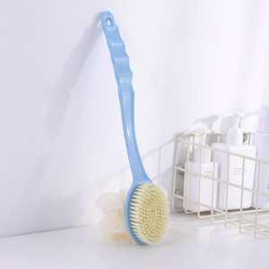 Soft Loofah and Bristles Bath Body Brush for Women and Men - Curved Long Handled Shower Brush for Body Face and Spa Washing - Bathroom Accessories