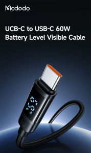 Mcdodo สายชาร์จ Digial Display UCB-C to USB-C 60W Data Cable 1.2m (Real-time monitoring of battery level) for iphone 15-16 Series