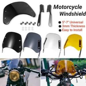 Thicken Headlight Windshield with Mount Bracket and Bolts Universal 5-7 Motorcycle Easy to Install