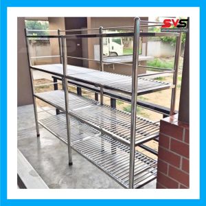 SVS ชั้นวางของสแตนเลส4ชั้น ชั้นตะแกรง 4 ชั้น ขนาด ก50xย190xส150 ซม. ชั้นวางของ ชั้นคว่ำจาน สแตนเลสเกรด 304 ชั้นสเเตนเลส ชั้นตะแกรงซี่ ชั้นวางของ(SVSสแตนเลส SVS Stainlessชั้นสแตนเลสSVS ครัวสแตนเลส เครื่องครัวสแตนเลส)