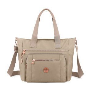 DEOBAGS TAS BAHU SELEMPANG BESAR WANITA NYLON WATERPROOF / TAS HANDBAG WANITA / TAS TRAVEL  / TAS NYLON 009918 ROSE GOLD