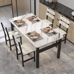 【Original+24hours delivery】White Dining Table and Chairs Dining Table Set With 4 Chair For Living Room Dining room