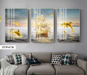 Tranh Treo Tường Bộ 3 tấm nhiều chủ đề - Tranh chất liệu Kim Sa 50 mẫuTPDECOR