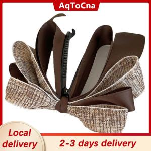 [COD] AqToCna Ship within 24 hours 2022 New Ribbon Bow Banana Clip Cute Pearl Hair Pins Barrette Women Hair Accessories Fashion Solid Color Elegant Hair Claw