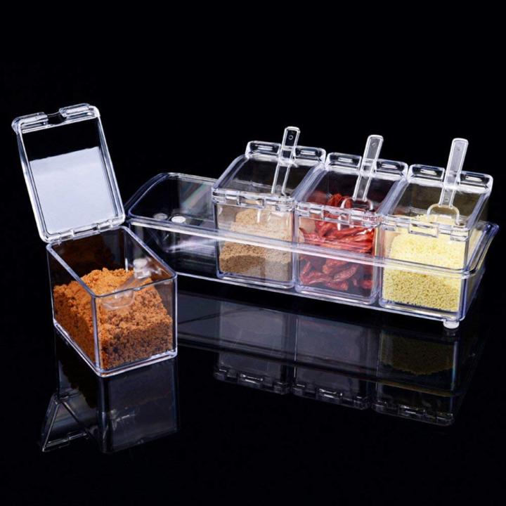 Clear Seasoning Rack Spice Pots Piece Seasoning Box Storage
