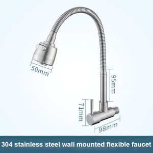 304 stainless steel 2 Mode Kitchen Sink Faucet Water Tap Flexible Single Cold 360Wall/Pillar Faucet