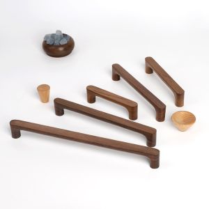 DAWEIF Nordic Style Cabinet Handles Walnut Wood Rounded Edges Drawer Pulls Minimalist Eco-Friendly Wardrobe Handles Home Decor