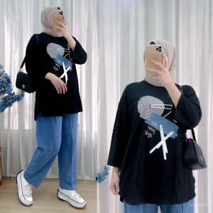 Setelan Baju Dan Celana Cargo Onix Set Kaos Katun Combed 24s M L XL XXL 3XL Oneset Wanita Kekinian