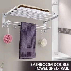 Aluminum Alloy High Quality Double Layer Wall Mounted Towel Rack Bathroom Holder