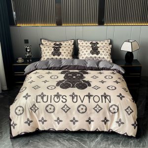 High-End Light Luxury Ice Silk Noble Bed Sheet Four-Piece Set Duvet Cover Double Bed Fitted Sheet Summer High-End Master Bedroom Set LZD