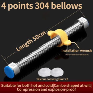[Malaysia Spot]304 stainless steel corrugated pipe hot and cold universal kitchen bathroom hose faucet connecting pipe