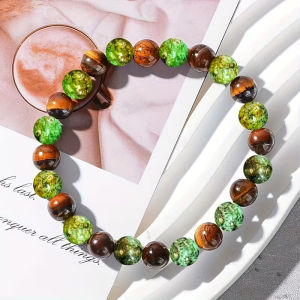 Hobibear tiền thu hút Vòng đeo tay với mắt hổ tự nhiên và hạt đá nứt cho sự phong phú thịnh vượng và giàu có