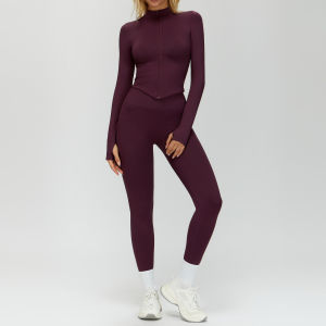 AE Zechuang Seamless Ribbed Womens Sports Set with I-shaped Back Waist-Cinching and Hip-Lifting Yoga Outfit Fitness Yoga Wear 7725
