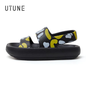 UTUNE Outdoor Sandals for Women Summer Platform Shoes Printing Beach Female Soft Slides Casual EVA Slippers 4CM Thick Sole Non-slip