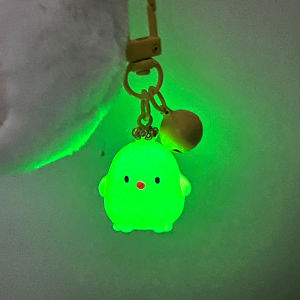 LYM Creative Resin Luminous Crown Chicken Dolls Car KeyChain Bookbag pendant accessories Chicken Toy Gifts